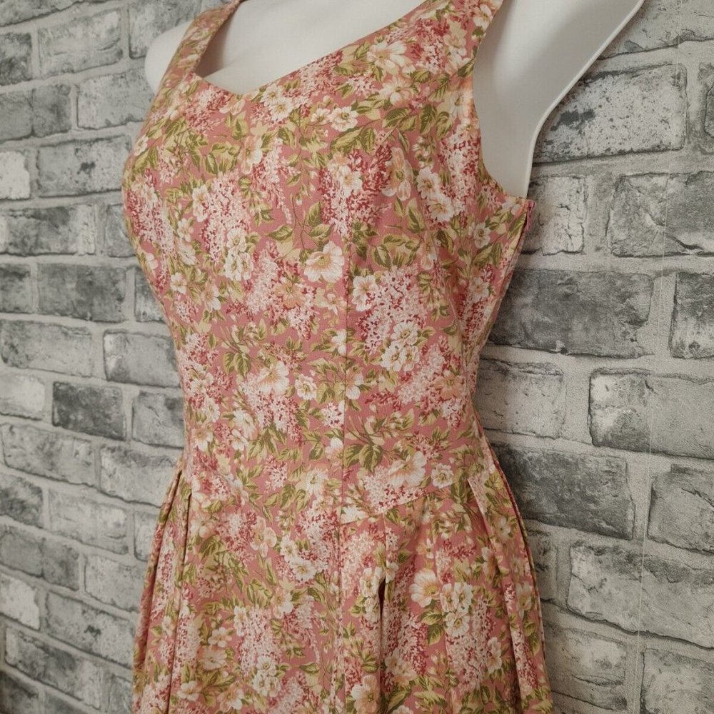 Vintage Laura Ashley Dress & Jacket Size 10 12 Floral Pink Cotton STUNNING - Picture 8 of 16